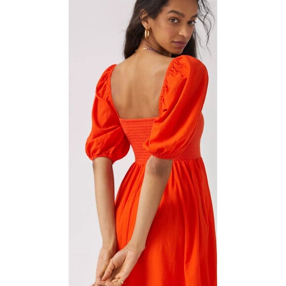ANTHROPOLOGIE Women's Medium MAEVE Red Orange NWT Sweetheart Mini Dress - Picture 2 of 16